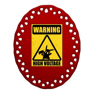 Warning High Voltage Ceramic Oval Ornament