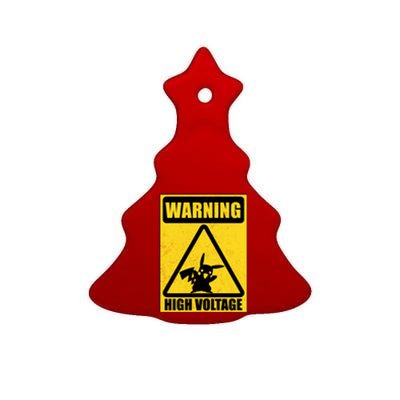 Warning High Voltage Ceramic Tree Ornament