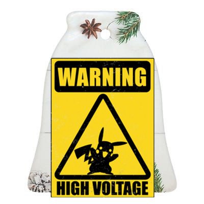 Warning High Voltage Ceramic Bell Ornament