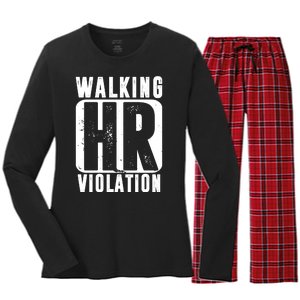 Walking HR Violation Funny Women's Long Sleeve Flannel Pajama Set 