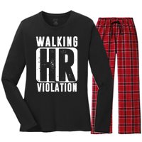 Walking HR Violation Funny Women's Long Sleeve Flannel Pajama Set 