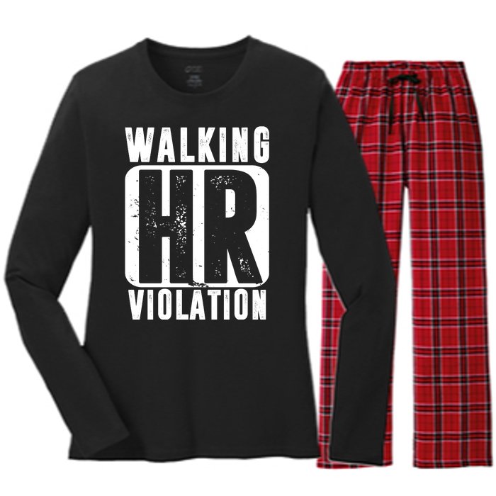 Walking HR Violation Funny Women's Long Sleeve Flannel Pajama Set 