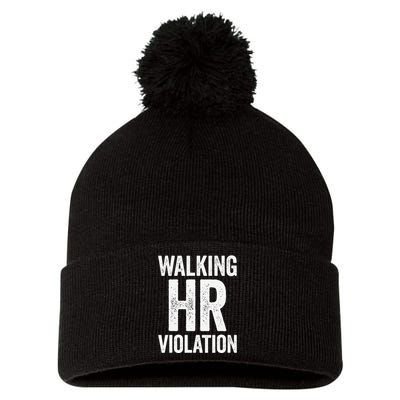 Walking HR Violation Funny Meme Pom Pom 12in Knit Beanie