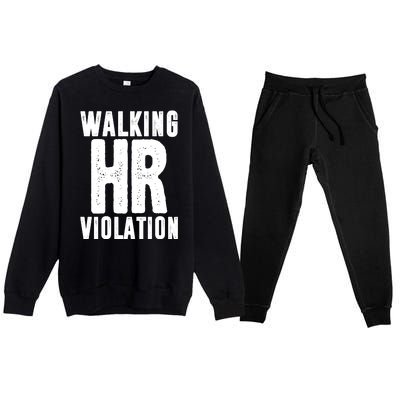 Walking Hr Violation Funny Work Premium Crewneck Sweatsuit Set