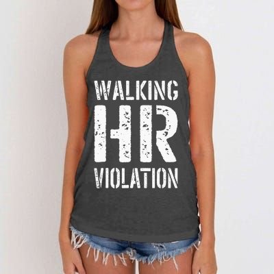 Walking HR Violation Human Resources Women's Knotted Racerback Tank