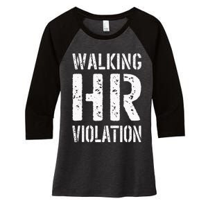 Walking Hr Violation Human Resources Women's Tri-Blend 3/4-Sleeve Raglan Shirt