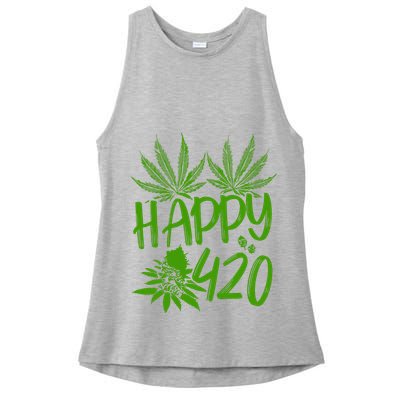 Weed Heart Valentines Day Cannabis 420 Ladies PosiCharge Tri-Blend Wicking Tank