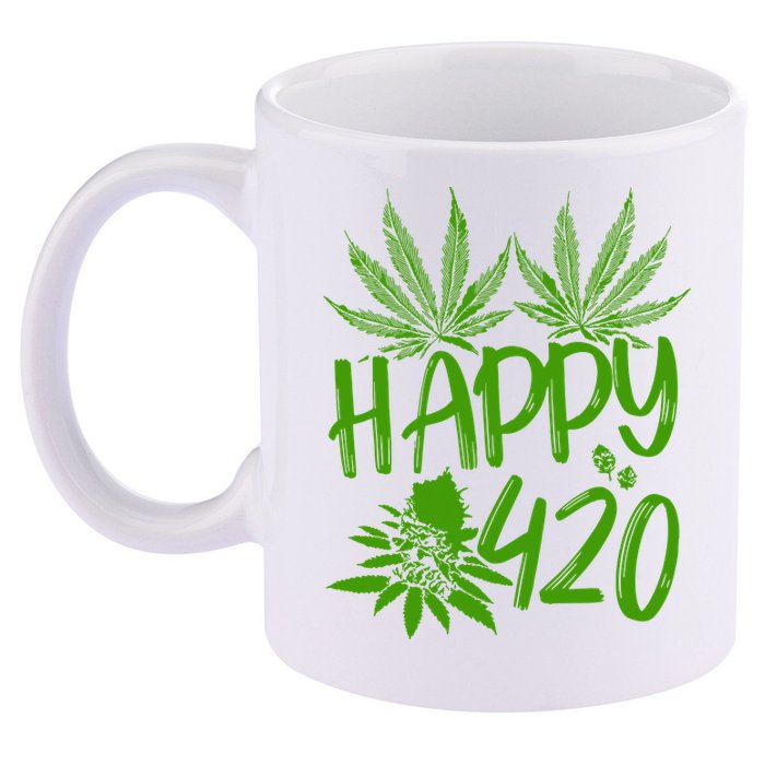 Weed Heart Valentines Day Cannabis 420 11oz C Handle Ceramic Mug