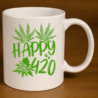 Weed Heart Valentines Day Cannabis 420 11oz C Handle Ceramic Mug