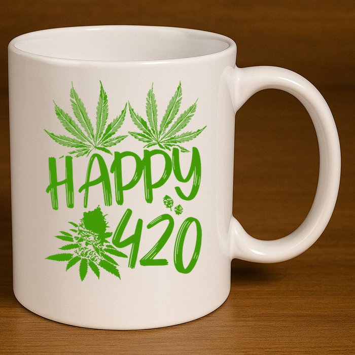 Weed Heart Valentines Day Cannabis 420 11oz C Handle Ceramic Mug