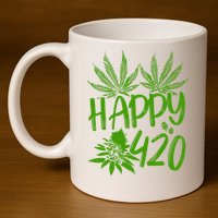 Weed Heart Valentines Day Cannabis 420 11oz C Handle Ceramic Mug