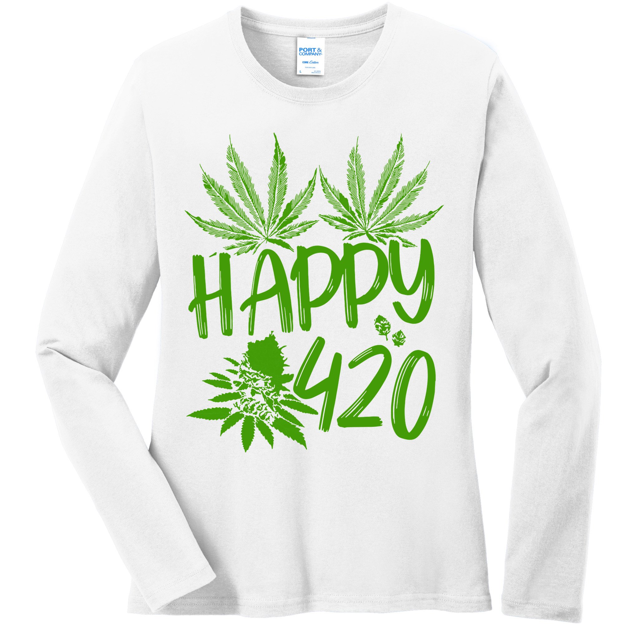 Weed Heart Valentines Day Cannabis 420 Ladies Long Sleeve Shirt