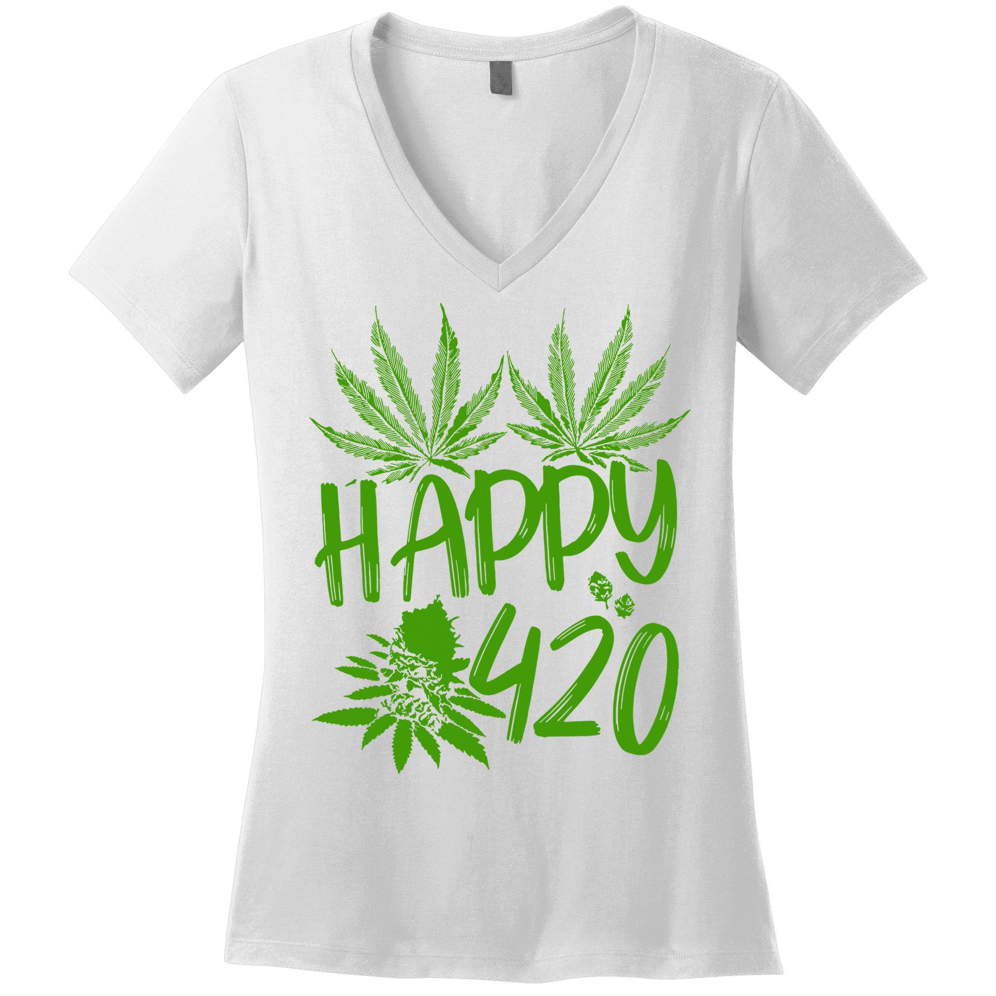 Weed Heart Valentines Day Cannabis 420 Women's V-Neck T-Shirt