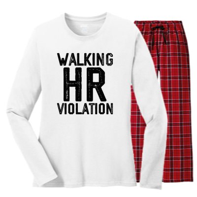 Walking HR Violation HR Human Resources Nightmare Women's Long Sleeve Flannel Pajama Set 