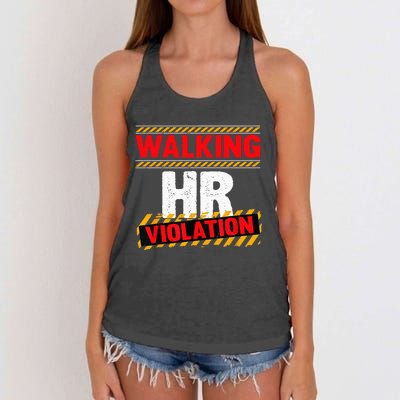 Walking HR Violation Funny Coworker Women's Knotted Racerback Tank