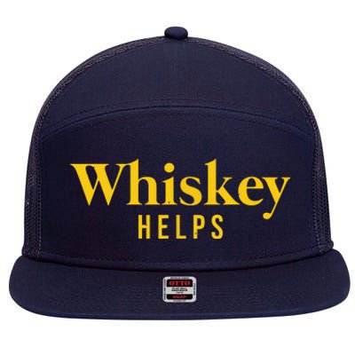 Whiskey Helps 7 Panel Mesh Trucker Snapback Hat