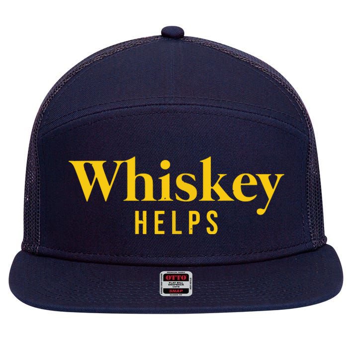 Whiskey Helps 7 Panel Mesh Trucker Snapback Hat