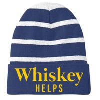 Whiskey Helps Striped Beanie with Solid Band