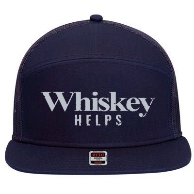 Whiskey Helps 7 Panel Mesh Trucker Snapback Hat