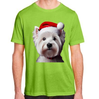 West Highland White Terrier With Santa Hat Christmas Dog Mom Gift Adult ChromaSoft Performance T-Shirt