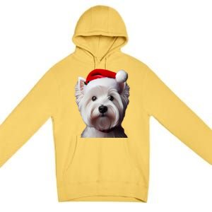 West Highland White Terrier With Santa Hat Christmas Dog Mom Gift Premium Pullover Hoodie