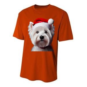 West Highland White Terrier With Santa Hat Christmas Dog Mom Gift Performance Sprint T-Shirt