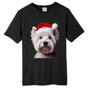 West Highland White Terrier With Santa Hat Christmas Dog Mom Gift Tall Fusion ChromaSoft Performance T-Shirt