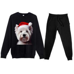 West Highland White Terrier With Santa Hat Christmas Dog Mom Gift Premium Crewneck Sweatsuit Set