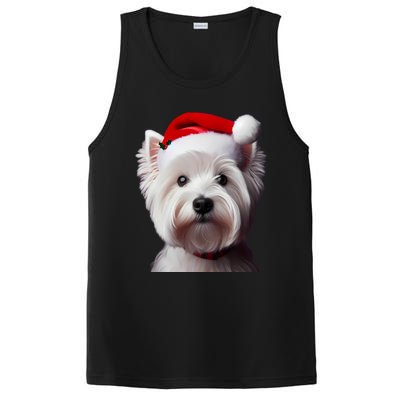 West Highland White Terrier With Santa Hat Christmas Dog Mom Gift PosiCharge Competitor Tank