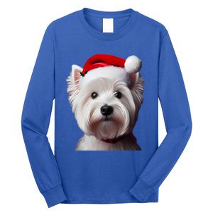 West Highland White Terrier With Santa Hat Christmas Dog Mom Gift Long Sleeve Shirt