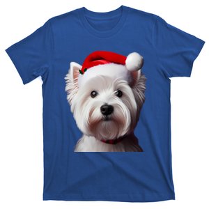 West Highland White Terrier With Santa Hat Christmas Dog Mom Gift T-Shirt