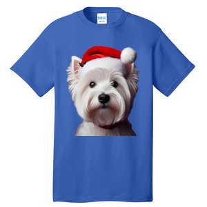 West Highland White Terrier With Santa Hat Christmas Dog Mom Gift Tall T-Shirt