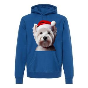 West Highland White Terrier With Santa Hat Christmas Dog Mom Gift Premium Hoodie