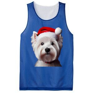 West Highland White Terrier With Santa Hat Christmas Dog Mom Gift Mesh Reversible Basketball Jersey Tank