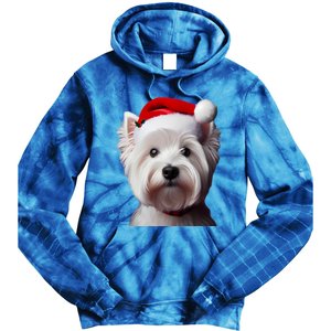 West Highland White Terrier With Santa Hat Christmas Dog Mom Gift Tie Dye Hoodie