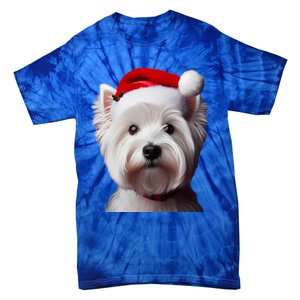 West Highland White Terrier With Santa Hat Christmas Dog Mom Gift Tie-Dye T-Shirt