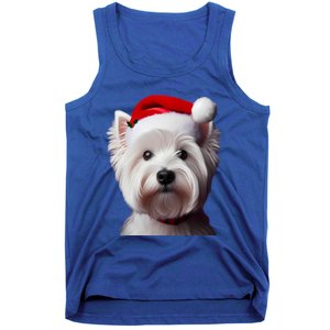 West Highland White Terrier With Santa Hat Christmas Dog Mom Gift Tank Top