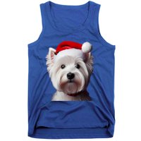 West Highland White Terrier With Santa Hat Christmas Dog Mom Gift Tank Top