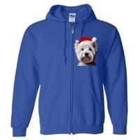 West Highland White Terrier With Santa Hat Christmas Dog Mom Gift Full Zip Hoodie