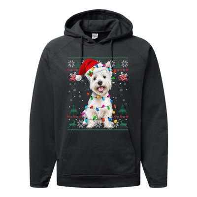 West Highland White Terrier Christmas Ugly Sweater Xmas Performance Fleece Hoodie