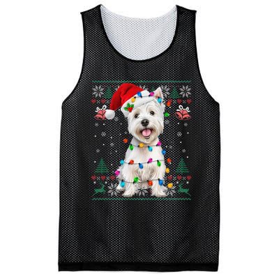 West Highland White Terrier Christmas Ugly Sweater Xmas Mesh Reversible Basketball Jersey Tank