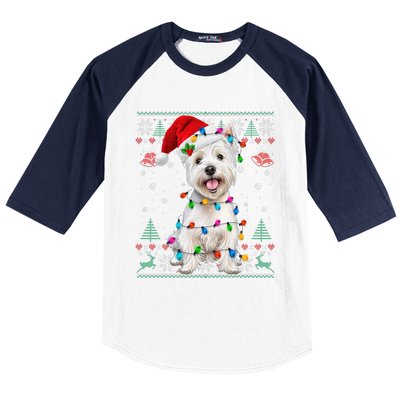 West Highland White Terrier Christmas Ugly Sweater Xmas Baseball Sleeve Shirt