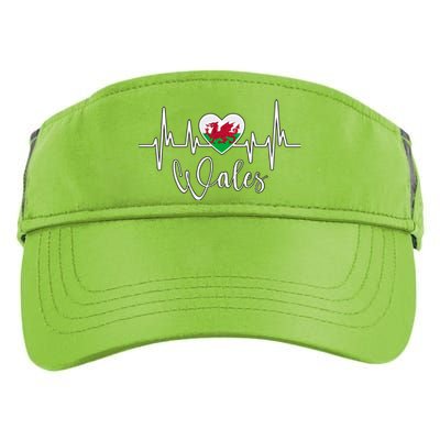 Wales Heart Welsh Heartbeat Ekg Pulse Welsh Pride Roots Gift Adult Drive Performance Visor