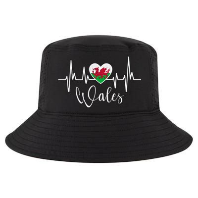 Wales Heart Welsh Heartbeat Ekg Pulse Welsh Pride Roots Gift Cool Comfort Performance Bucket Hat