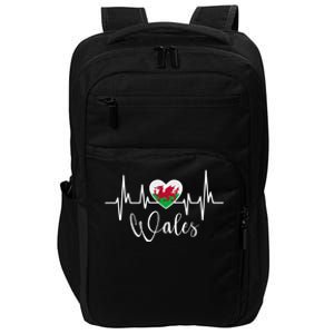 Wales Heart Welsh Heartbeat Ekg Pulse Welsh Pride Roots Gift Impact Tech Backpack