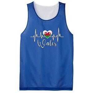 Wales Heart Welsh Heartbeat Ekg Pulse Welsh Pride Roots Gift Mesh Reversible Basketball Jersey Tank