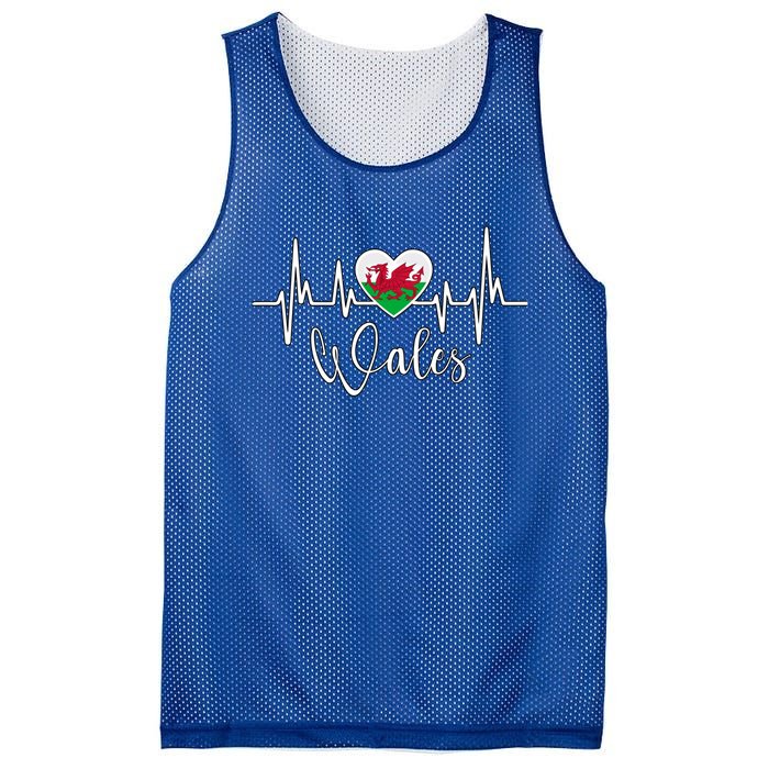 Wales Heart Welsh Heartbeat Ekg Pulse Welsh Pride Roots Gift Mesh Reversible Basketball Jersey Tank