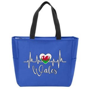 Wales Heart Welsh Heartbeat Ekg Pulse Welsh Pride Roots Gift Zip Tote Bag