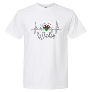 Wales Heart Welsh Heartbeat Ekg Pulse Welsh Pride Roots Gift Garment-Dyed Heavyweight T-Shirt