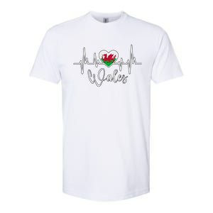 Wales Heart Welsh Heartbeat Ekg Pulse Welsh Pride Roots Gift Softstyle CVC T-Shirt